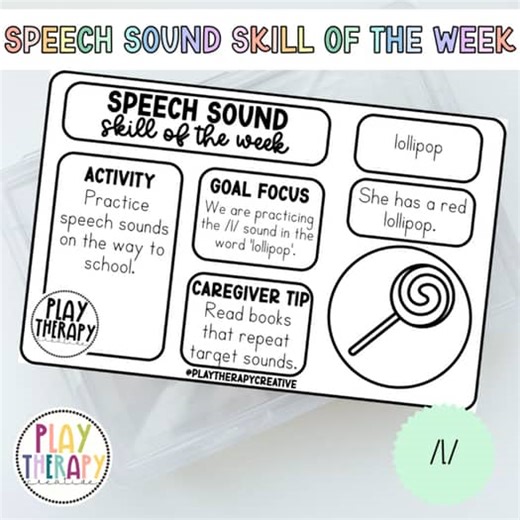 /l/ Speech Sound Skill of the Week Parent Handout | Speech Therapy