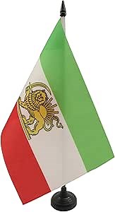 AZ FLAG Iran Old Table Flag 5'' x 8'' - Former Iranian Desk Flag 21 x 14 cm - Black plastic stick and base