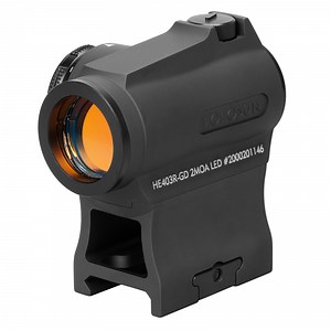Holosun 403R gold dot optic with 2 MOA dot, shrouded turrets, rotary brightness dial, and lower 1/3 ...
