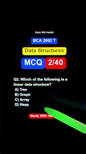 Q2 Data Structures MCQ Series 2/40 💻📊 | BCA CCSU 2026 | Linear Data Structure Question