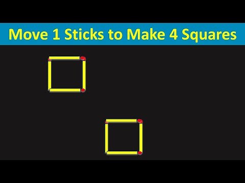 Move 1 Stick to Make 4 Squares || Matchstick Puzzles