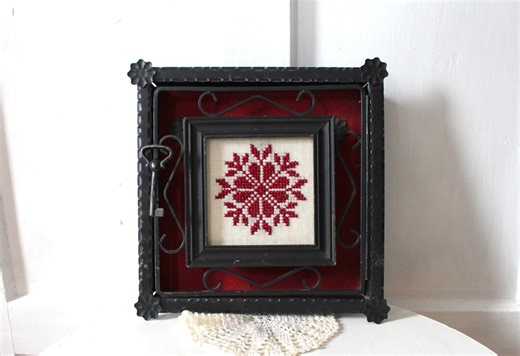 Vintage Forged Metal Key Box With Embroidered Image - Etsy