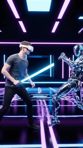 man vs robot fight in virtual reality: robot vs man #openxr #convr #spherorvr #artificialreality #