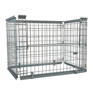 [Hot Item] Stackable Collapsible Foldable Wire Mesh Iron Metal Trolley Steel Cage Pallet with Wheels