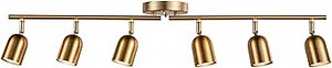 6 Light Track Lighting Kit, Matt Brass Finish Adjustable with Moden Flush Mount Ceiling Spotlight for Kitchen,Living Room,Home Improvement (6L)