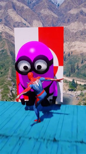 GTA 5 Epic Ragdolls | RED SPIDERMAN VS RED MINION VS GREEN MINION #shorts #gtav