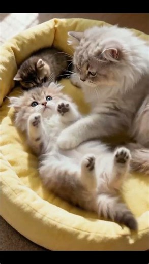 Priceless! Kitten, Cat Mom & Raccoon's Bedtime!
