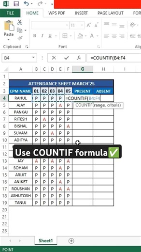Create an attendance sheet in excel