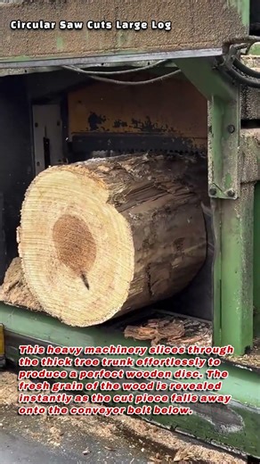 Circular Saw Cuts Large Log