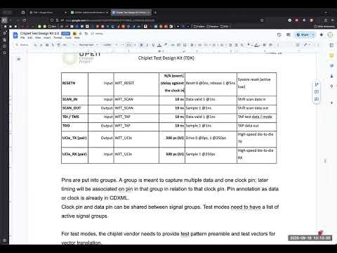 OCP Server - Open Chiplet Economy - Chiplet Design Exchange (CDX) Workstream call (Sep 18, 2025)