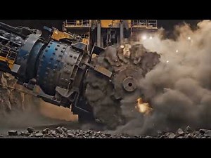 A giant tunnel-boring machine drilling deep underground