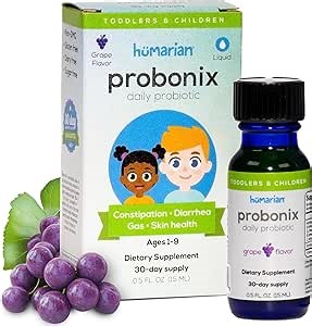 Probonix Humarian for Kids Aged 1-9 Years Old - High Bioavailability Liquid Probiotics - Superior 8-Strain Probiotic Drops to Fortify Gut Health, Immunity & More - 30-Day Supply, Tasty Grape Flavor