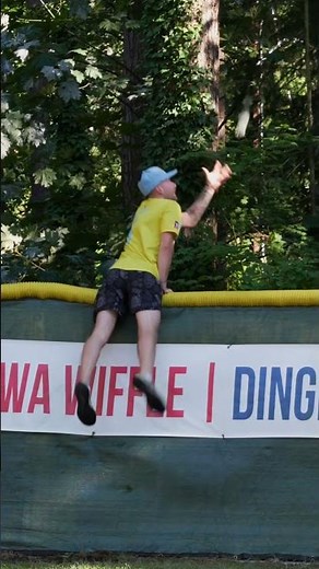 Filmed the Outfield Wall Just in Case🤯 #dingersornothing #wiffleball #baseball #shorts