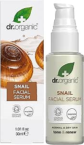 Dr. Organic Snail Gel Facial Serum | Hydrates and Restores Skin, Reduces Fine Lines, Natural, Certified Organic, Paraben & SLS-Free, 30 mL / 1 fl oz