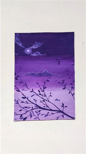 Easy way to paint an aesthetic moon sky💜 #painting #art #gouache #beginnerfriendly