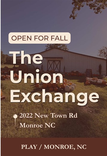 🍂 Looking for a fall day trip near Charlotte that the kids AND adults can actually enjoy? Save this one. @The Union Exchange We spent opening day of fall season at The Union Exchange in Monroe, NC, and this might be one of my favorite ways to ease into fall. 🤎 We started with a wagon ride around the property (which is seriously beautiful), wandered through the pumpkin patch, visited the donkeys, goats chickens, hit the playground…and somewhere in between all of that, my daughter became VERY co