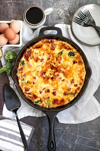 Ham, Cheese and Broccoli Frittata - Lolo Home Kitchen