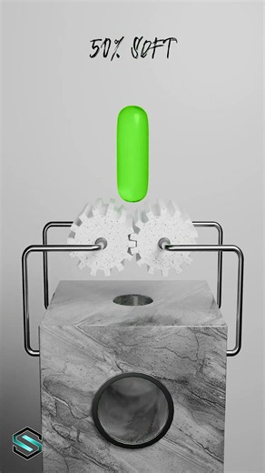 0% vs 100% Long Cylinder X Gears Softness Simulation in Blender
