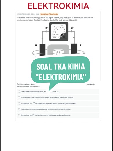 Bahas soal TKA Kimia asli materi elektrokimia, sel volta, rangkaian sel volta #tkakimia #tkasma #kisikisitkakimia #leskimia #chemyLia