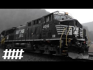 NS AC44C6M #4016 Leading an Empty Coal Train in the Rain at Horseshoe Curve