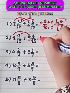 122K views · 1.5K reactions | Adding Mixed Numbers With The Same Denominator #math #mathematics #mathreview #mathviral #mathwithprincess #mathlessons #mathtricks #addingmixednumbers | Math with Princess | Facebook