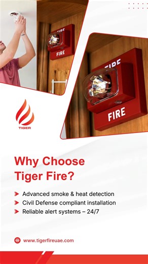 Tigerfire on Instagram: "Don’t wait for a fire to react - early detection saves lives and property. Tiger Fire provides Civil Defense–compliant fire alarm installation in Abu Dhabi, delivering fast detection, reliable alerts, and 24/7 protection for villas, offices, warehouses, and commercial facilities. Our advanced smoke and heat detection systems are designed for accuracy, compliance, and long-term safety, installed by certified fire protection experts you can trust. 👉 Visit our website toda