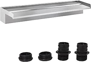 Waterfall Spillway Fountain 304 Stainless Steel Water Pool Fountain with Wider Water Flow Platform,Pool Waterfall for Outdoor Garden and Patio Decorations(35.5 Inch)
