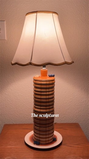 I made a pancake lamp #ceramics #lampmaking #pancakes