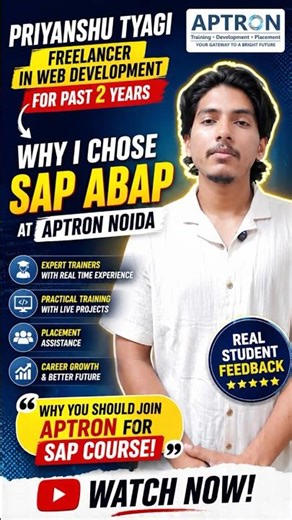 APTRON Noida Feedback | SAP ABAP Training in Noida | Priyanshu Tyagi Review | SAP Placement