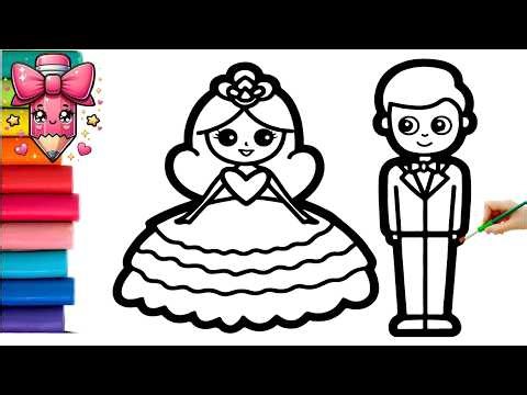 How To Draw a Cute Bride and Groom For Kids || Bride and Groom Drawing and Coloring For Kids