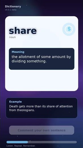 Share Meaning: the allotment of some amount by dividi... #shorts