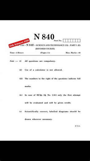 Science 1 Imp Question Class 10th 2026🔥 Science 1 10th Board Paper 2025 Important Questions #ssc2026