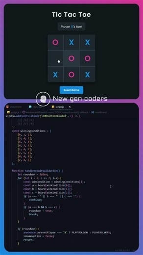 tic tac toe game from coding in website #coding #codeflow #webdesign #viral #python #frontendcourse