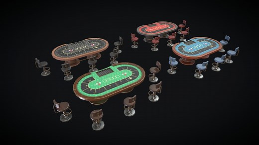 Poker Table V1 – Casino Gambling - 3D model by kraffing
