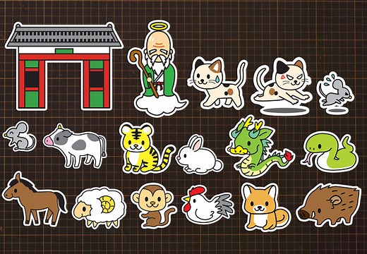 ダウンロード型紙で 「十二支の物語」のパネルシアターを作ってみた！ 干支 12月 １月 冬 春 お正月 幼稚園 保育園 学校 | パネルシアター型紙工房