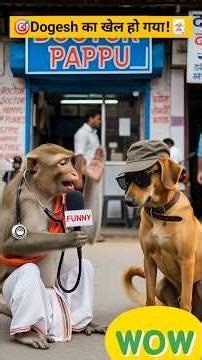 Dogesh का खेल हो गया!🎯🃏😎 #funny #dogtalk #comedyfilms #short #monkey #interview #bestcomedyshorts