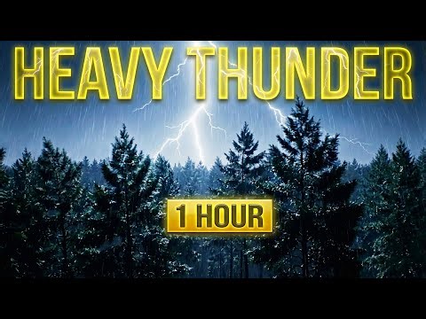 Heavy Thunderstorm Sounds for Sleep & Study | Loud Thunder & Rain at Night | 1 Hour Dark Screen
