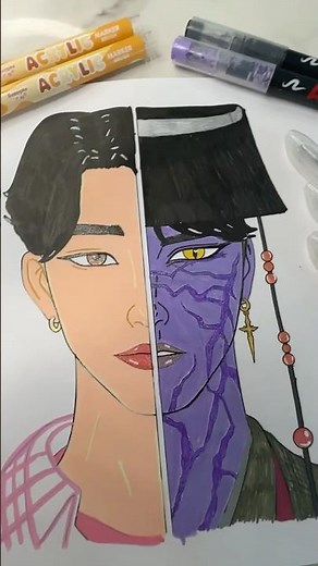 Jinu’s Human vs Demon Transformation! 😈✨ | K-Pop Demon Hunters Coloring #shorts