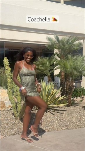 Somewhere in the desert🌵 Wore this beautiful custom dress for a pool party while at Coachella! 🤎