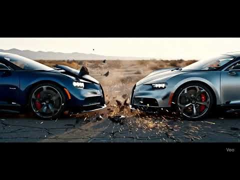 "Head-On Collision Between Two Bugatti Hypercars at Full Speed"