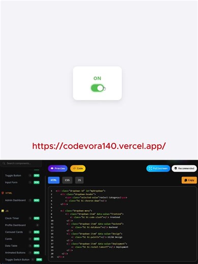 Toggle Switch #toggleswitch #components #codevora #htmlcssjs #frontenddesign #webcomponents