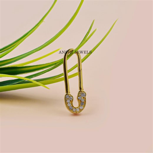 14K Yellow Gold Plated Safety Pin Enhancer Lock, Pave Diamond Clasp Lock Jewelry - Etsy