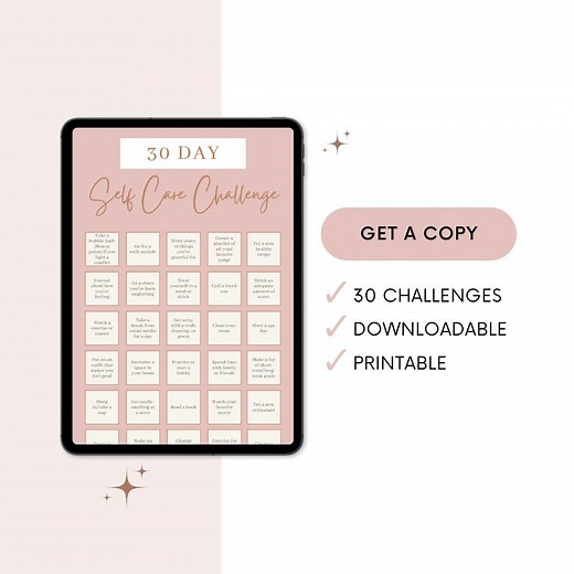 30 Day Self Care and Mental Health Challenge Printable Worksheet - Etsy