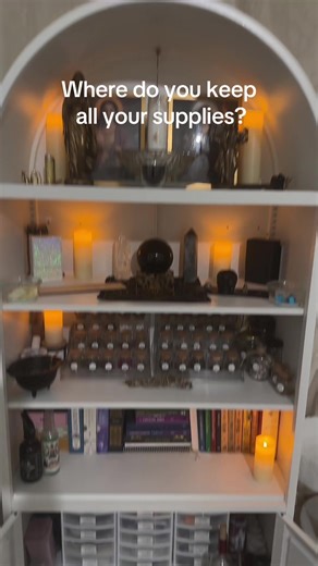 Trying to keep my altar clean and organized is one of the hardest part of the practice. I can’t wait until I have an entire room to dedicate to my craft, until then a cabinet will do! #altar #witch #witchcraft #organize #pagan