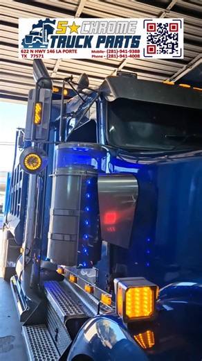 Kenworth W900 Dump Truck Chrome Accessories , Lights & Exhaust Kit Project Installed Box End 16 inch Chrome Bumper & 7 inch exhaust kit from @lincolnchromeusa , 72 inches Fuel Tank Fairing and breather light Panel from @vcptruckparts , Dual Color Breather light from @grandgeneral & Door Step lights Beautiful Horse as Hood ornament, Cab & Clearance Lights from @unitedpacifictruck, Train Horn, Door Trims ,New led headlight with headlight trims also enhanced the overall look of dump truck. #kenwort