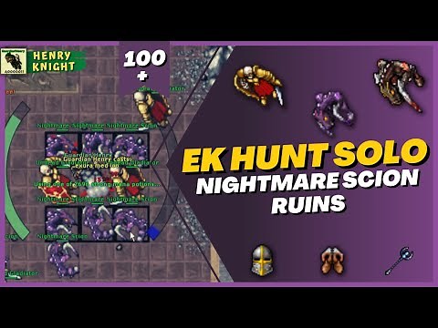 TIBIA: EK HUNT SOLO #61 NIGHTMARE SCION RUINS (KRAILOS)
