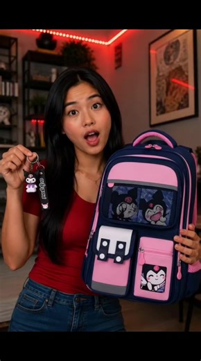 KUROMI SCHOOL BAG HACKS #kuromibackpack#schoolstyle #backtoschool #sanriovibes #creatorsearchinsights