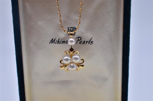 Vintage Authentic Mikimoto Four Akoya Pearl Pendant Necklace - Etsy UK