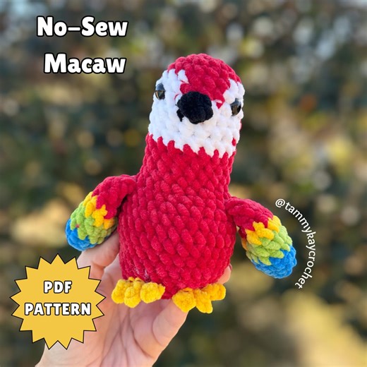 No Sew Parrot Macaw Crochet Pattern PDF | Sittin Pretty Lil Birdies V2 | Amigurumi Bird Plush Pattern | Market Prep Crochet Pattern - Etsy