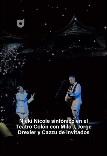 LOS INVITADOS DE NICKI EN EL COLÓN 🤩 Nicki Nicole presentó su espectáculo sinfónico en el Teatro Colón acompañada e invitó a Milo J, Cazzu y Jorge Drexler. Junto a Milo interpretó “DISPARA”, coescrita por ambos; con Cazzu cantó “Zona de promesas”, de Gustavo Cerati, y con Drexler hizo “Sea”, obra del artista uruguayo. 🤳 @avlnacho